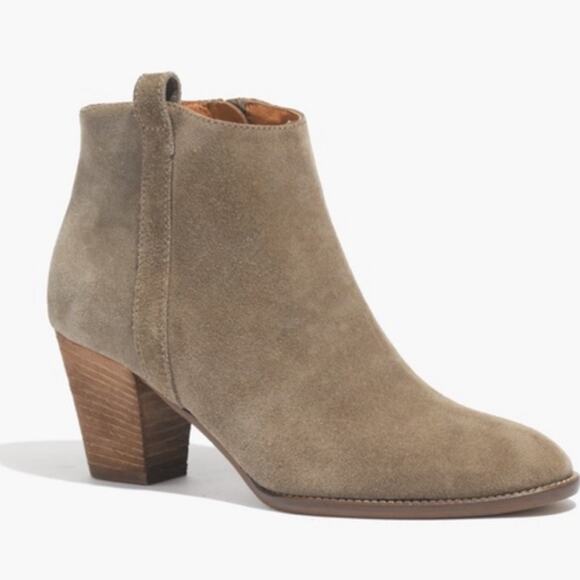 Madewell Billie Beige Suede Block Heel Ankle Boots Size 9.5 - Picture 2 of 8